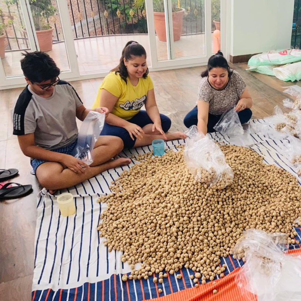 Covid Relief material being packed by volunteers
